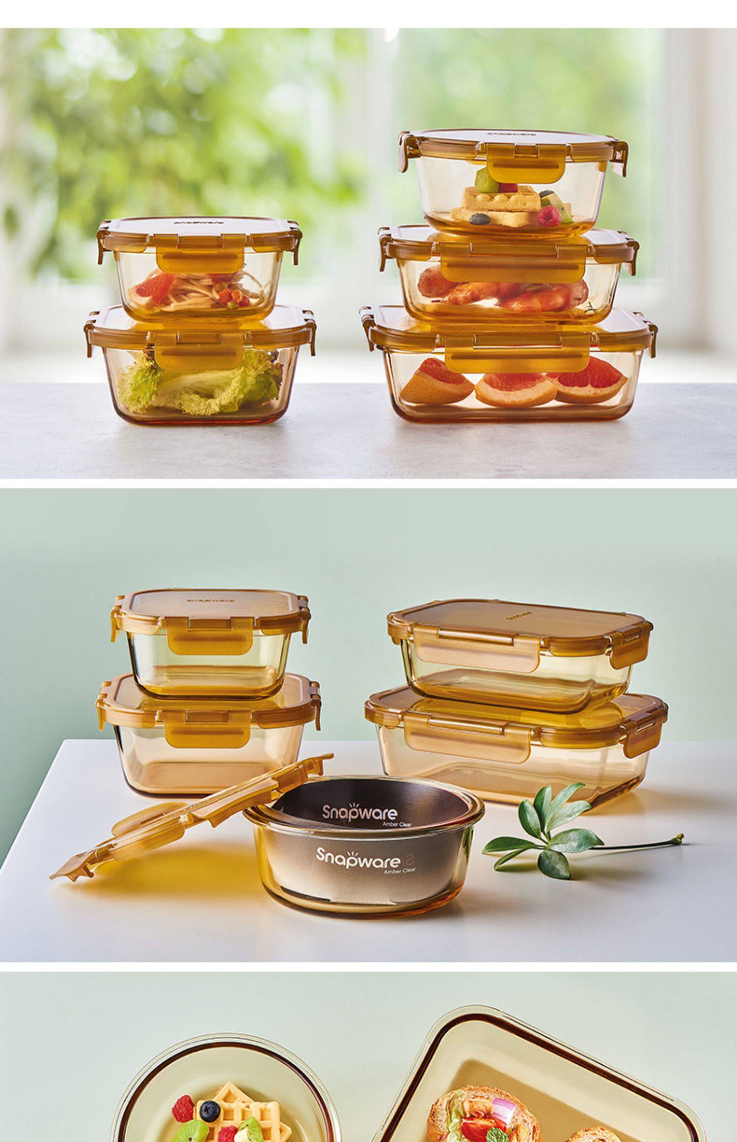 美国康宁snapware玻璃保鲜盒微波炉加热饭盒上班族密封水果便当盒_vip