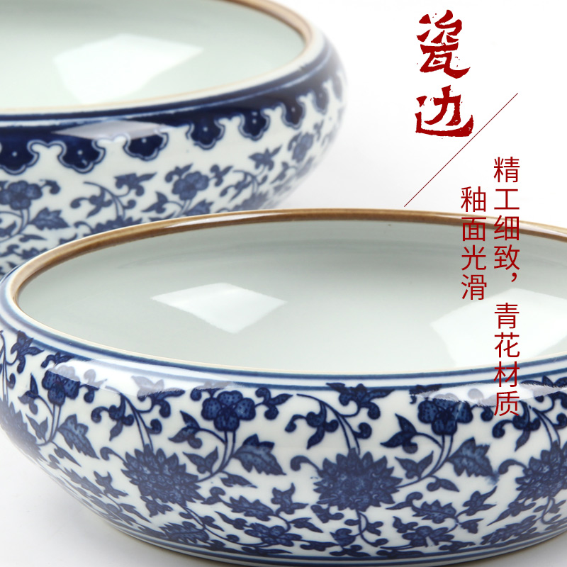 XiCha wash large hand - made porcelain of jingdezhen ceramic pen put lotus flower grain writing brush washer water jar four treasures washing brush calligraphy painting ceramic products