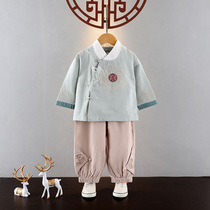 Tang clothes boy Spring and autumn clothes Chinese wind children Long sleeves Han clothes ancient wind less Masters clothes National school gown for baby