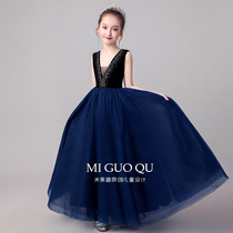 Girls Evening Dress Summer High-end Show Performance Clothes Children Host Piano Play Dress Summer Big Boy Princess Dress