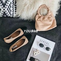 All-match Heelys shoes color-blocking fly woven elastic cloth thick heel low heel pointed toe womens shoes single shoes womens mid-heel shoes