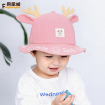 Baby hat spring and summer thin Korean version of the antler childrens fisherman hat Male and female childrens cute baby sunscreen sun visor