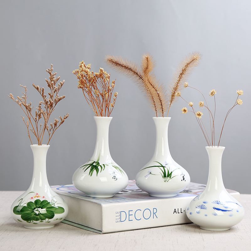 White vase hand - made celadon ceramics flowerpots indoor dry flower adornment desktop furnishing articles bottle water raise hydroponic the plants