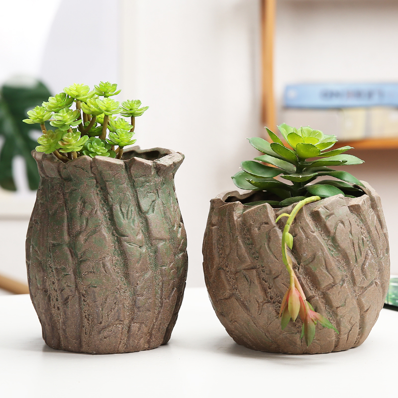 Fleshy green plant ceramic flower pot flower of bracketplant of the orchids is mage old high permeability model of big diameter coarse pottery flowerpot