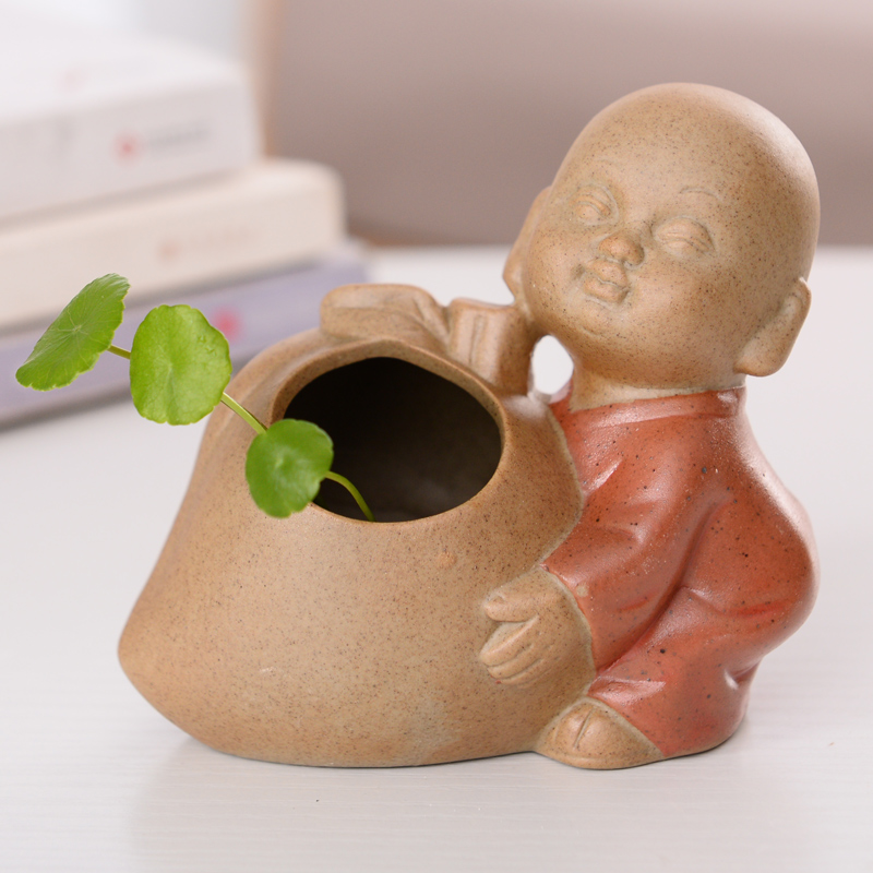 Hydroponic copper grass flower POTS zen monk Hydroponic other desktop furnishing articles dried flowers, the young monk goody bag vases, pottery and porcelain