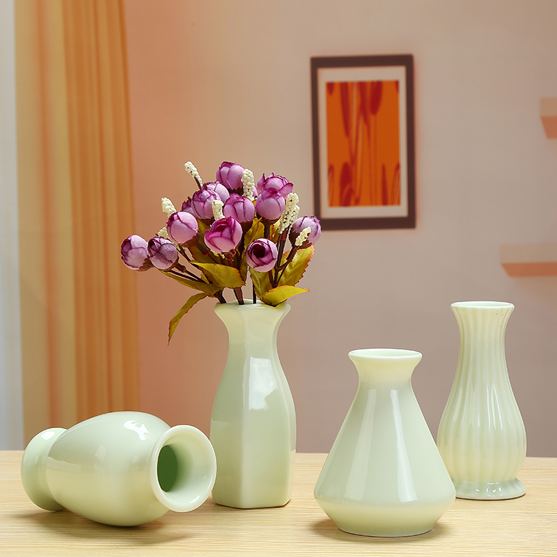 Ceramic celadon vase continental fresh lily hydroponic copper grass dried flowers flower arrangement sitting room home desktop furnishing articles