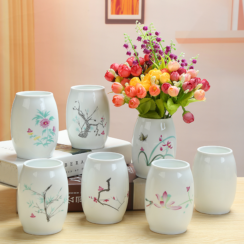 White porcelain and fresh water have no hole, copper money plant grass flower POTS all over the sky star, dry flower vases, ceramic flower implement furnishing articles in the living room