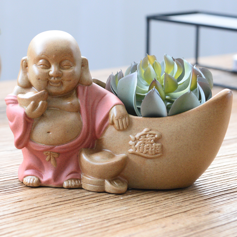 Fleshy ceramic flower POTS potted flower implement creative move potted place maitreya buddhist fancy, green asparagus and old basin