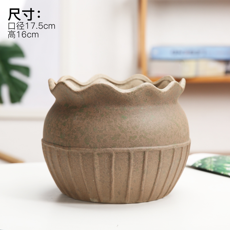 Fleshy green plant ceramic flower pot flower of bracketplant of the orchids is mage old high permeability model of big diameter coarse pottery flowerpot