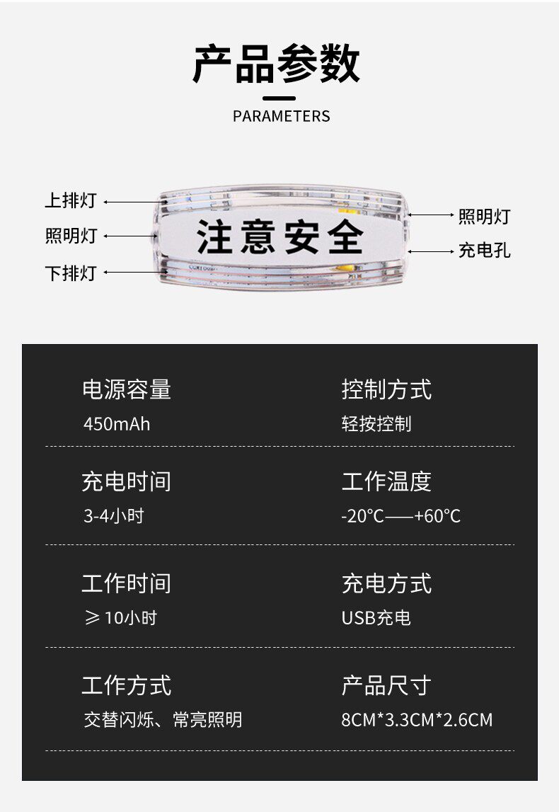 строб 新款led肩灯充电款夜间闪光灯户外跑步肩夹式爆闪灯物业保安肩灯