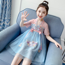 girls' hanwu dress summer short sleeve thin 2022 new classic super immortal chinese style antique princess dress