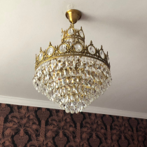 French retro crown crystal Chandelier Medieval brass lamp Entrance Living room Bedroom Bedside cloakroom All copper chandelier