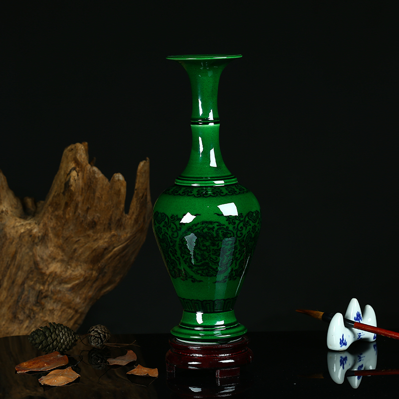 Jingdezhen ceramic vase manual archaize of emerald green, flower arranging new Chinese style household furnishing articles sitting room adornment ornament