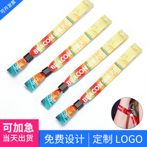 Custom disposable ribbon bracelet woven wristband meeting sign concert concert admission tickets