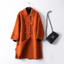 Double-sided Ni coat 2021 winter new woolen coat womens fashion wild doll collar belt dark buckle medium and long section