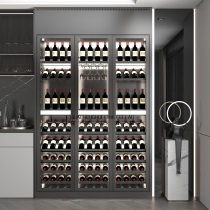 Stainless steel constant temperature wine cabinet White wine high-end jewelry display bookcase Light luxury metal steel plate decorative cabinet customization
