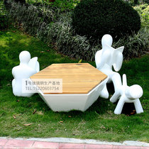 Fiberglass leisure seat hexagonal shopping mall Meichen simple stool outdoor public rest chair waiting chair customization