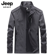 (Seckill) JEEP jacket mens autumn and winter models plus velvet thickened top collar cotton coat winter casual jacket