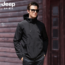 (Seckill) JEEP mens flagship spring British mens jacket black casual jacket hooded top