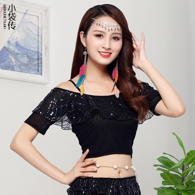 Belly dance practice with 2022 new clothing Bright Films Beginners Sexy Blouses Short Sleeves Chinese Classical Dance