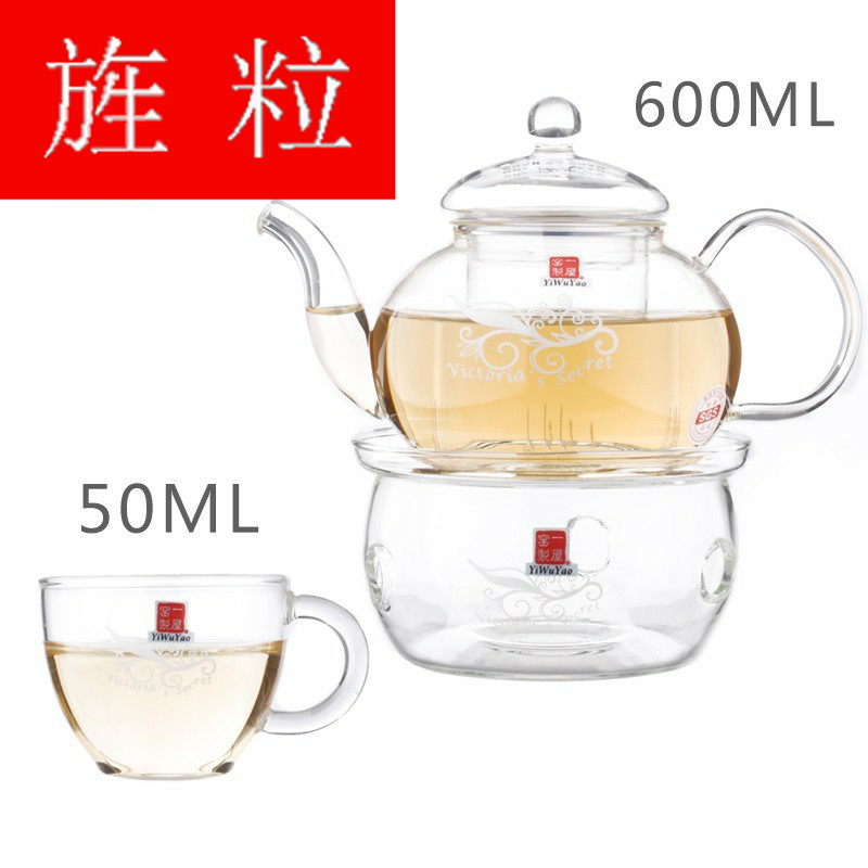 Continuous grain of one house up glass teapot flowers teapot tea fruit teapot with heating base European cup