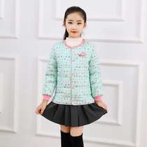 2021 autumn and winter children down jacket slim round neck slim slim sweet down liner coat Korean version of floral cotton