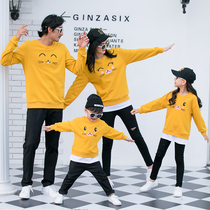 Net red parent-child clothing 2021 Spring and Autumn new a family of three cartoon sweater mother and daughter long sleeve T-shirt