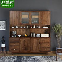 Chinese Dining Side Cabinet Modern Minima Multifunction Walnuts Wood Lockers Home Economy Style Cupboard Cabinet Tea Water Cabinet
