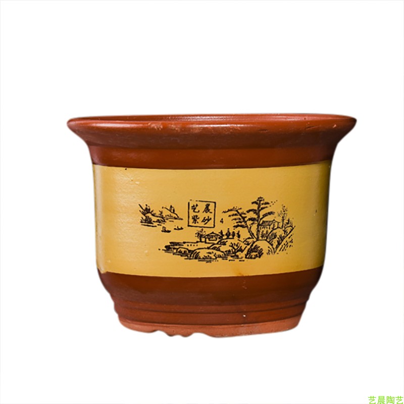 High - grade ceramic flower pot balcony name plum flower POTS coarse pottery basin of orchids to heavy bonsai pot home desktop purple sand flowerpot