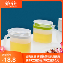 Tea Flower Large Capacity Oil Pot Plastic Anti Oil Spill Bottle Sauce Bottle Sauce Bottle Vinegar Jug oil tank Home Kitchen Accessories