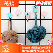 Tea flower powerful viscose hook Home Hook Cartoon Cute Wall Stick Hook Wall Bearing Mini Dorm Hook Small