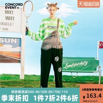 CONCORDEVENT tie-dye gradient ins jeans hip-hop loose national tide brand small daisy printed bib