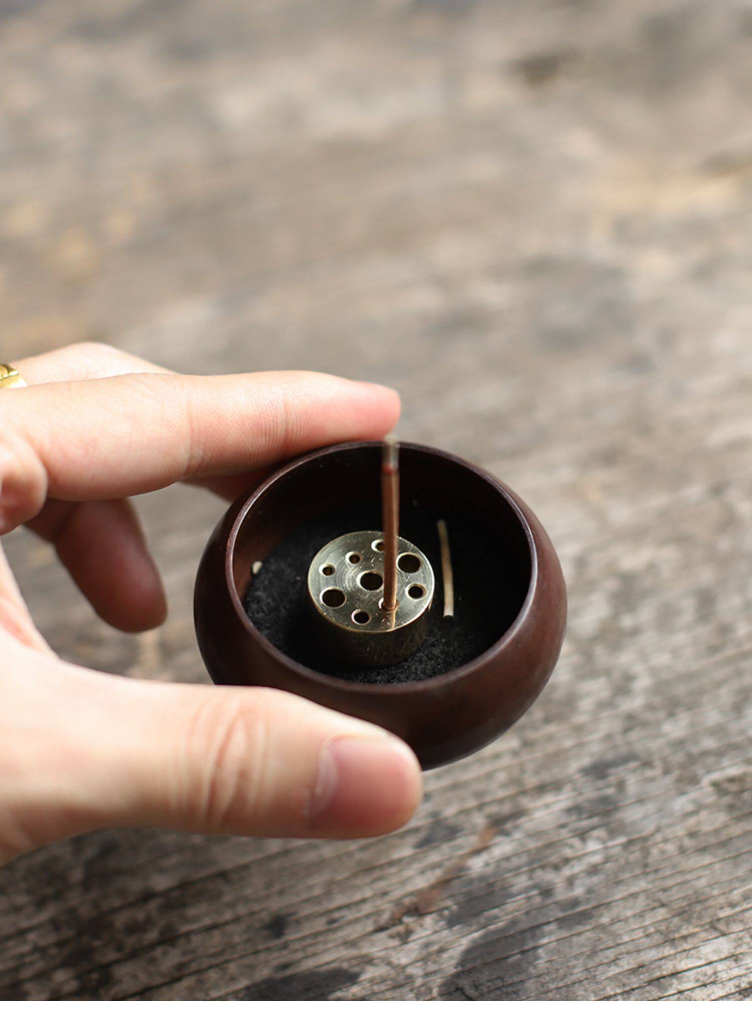 纯铜迷你小香插香炉钵式线香插香座随身旅行沉香檀香熏香炉