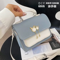 Handmade bag for girlfriend summer contrast color bag knitting female 2022 new one-shoulder diy material bag