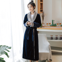 Ms. Nightgown in autumn and winter coral vestry thickened long bathrobe winter warm flannel home suit