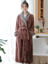 Fall and Winter Sleepgown Woman thickens and long coral velvet lady warm pajamas plus code flannel bathrobe
