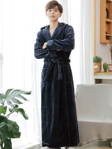 Pajamas mens nightgown autumn and winter coral velvet heating flannel winter bathrobe long code