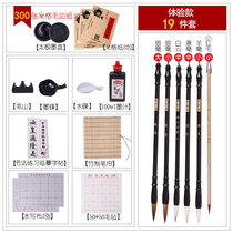 Elementary and middle school students beginner brush calligraphy soft pen calligraphy portable toolbox woolen paper ink cartridge inkbox inkstone four treasure gift set student adult pen ink paper inkstone practice set