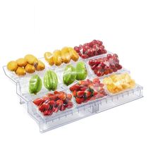 Supermarket freezer ladder table Vegetables and fruits plastic multi-layer display fresh ladder display rack Transparent display shelf