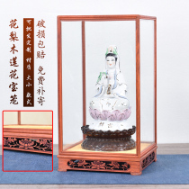 Custom mahogany glass cover Antique text play Buddha transparent display box Handicraft ornaments base dustproof glass cover