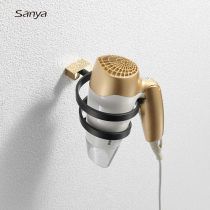 Nordic light luxury bathroom black gold hair dryer rack All copper wall-mounted Golden creative hair dryer rack universal type