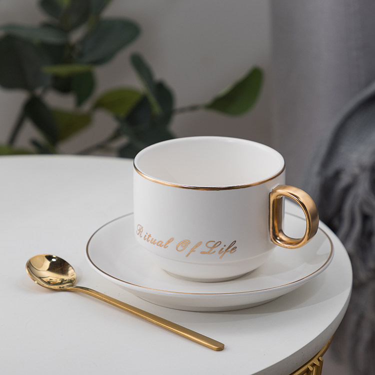 ceramic coffee cup and dish sending spoon european style small luxury simple home afternoon tea cup elegant light luxury set gift