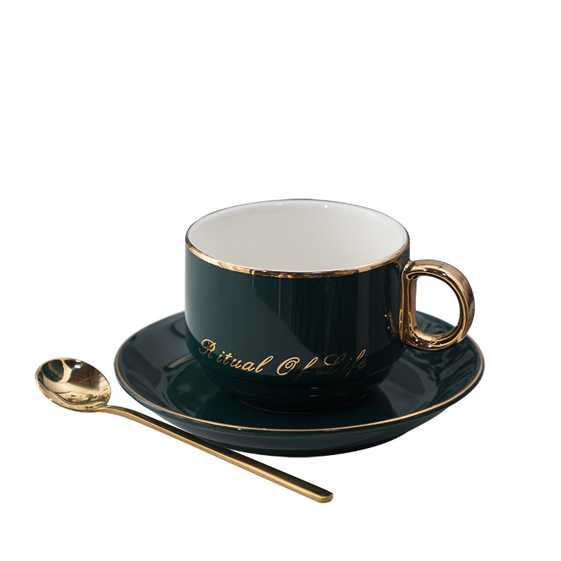 ceramic coffee cup and dish sending spoon european style small luxury simple home afternoon tea cup elegant light luxury set gift