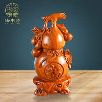 Wood carving gourd ornaments home five Fu Wood gourd mahogany solid wood decoration living room home crafts root carving gifts