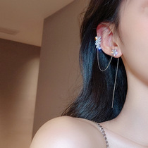 Zircon Flower Flow Su Pure Silver Earbone Clip Ear Nail One-piece 2021 New Tide Length 925 silver needle Temperament Ear