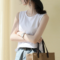 White Harness Vest Woman Sleeveless t-shirt Loose Pure Cotton Hitch Undershirt Outside Wearing for Elegant Wind Casual Blouses