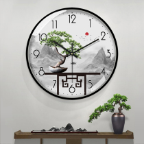 Wall clock living room home fashion clock simple Chinese Wind Mountain ink painting clock New Chinese hanging watch silent bedroom