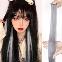 Hanging ear dyeing wigs with long hair and invisible incognito picking color imitation hair strap hanging ear perm