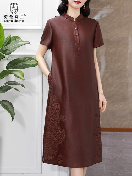 여성용 Hangzhou Xiangyunsha Silk 드레스를위한 고급 브랜드 개선 된 Cheongam Skirt Mulberry Silk Large Size Suit 여성용 Hangzhou Xiangyunsha Silk 드레스를위한 고급 브랜드 개선 된 Cheongam Skirt Mulberry Silk Large Size Suit