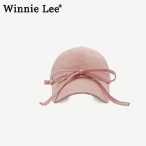 Winnie Lee Japanese designer co-branded long ribbon bow baseball hat womens peaked cap makes face smaller
